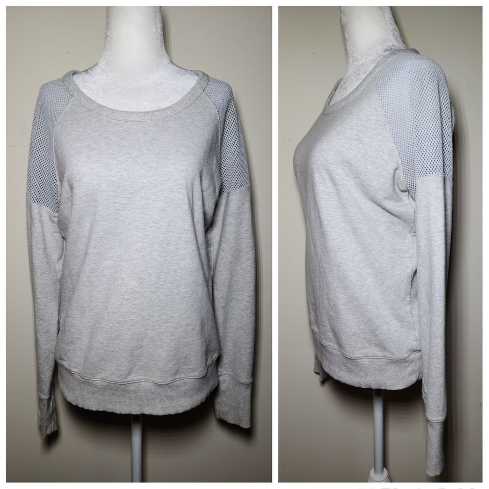 Athleta|Grey Mesh Citytime Crewneck Long Sleeve Sweatshirt, SMALL